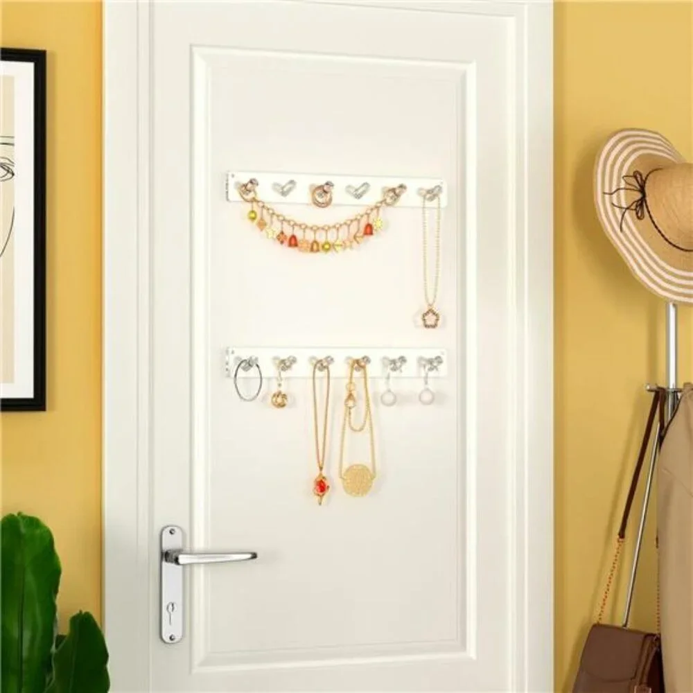 Wall Mounted Jewelry Organizer Acrylic Necklace Holder Bracelet Ring Display Rac